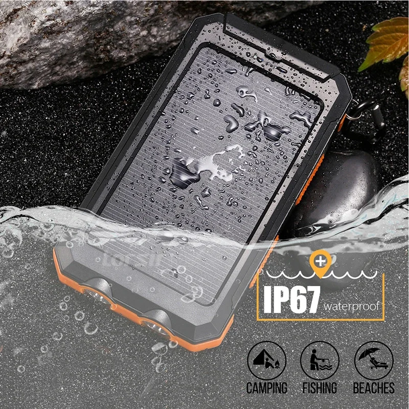 Waterproof Solar Power Bank 20 - Solar Emergency Charger ulasan dan harga