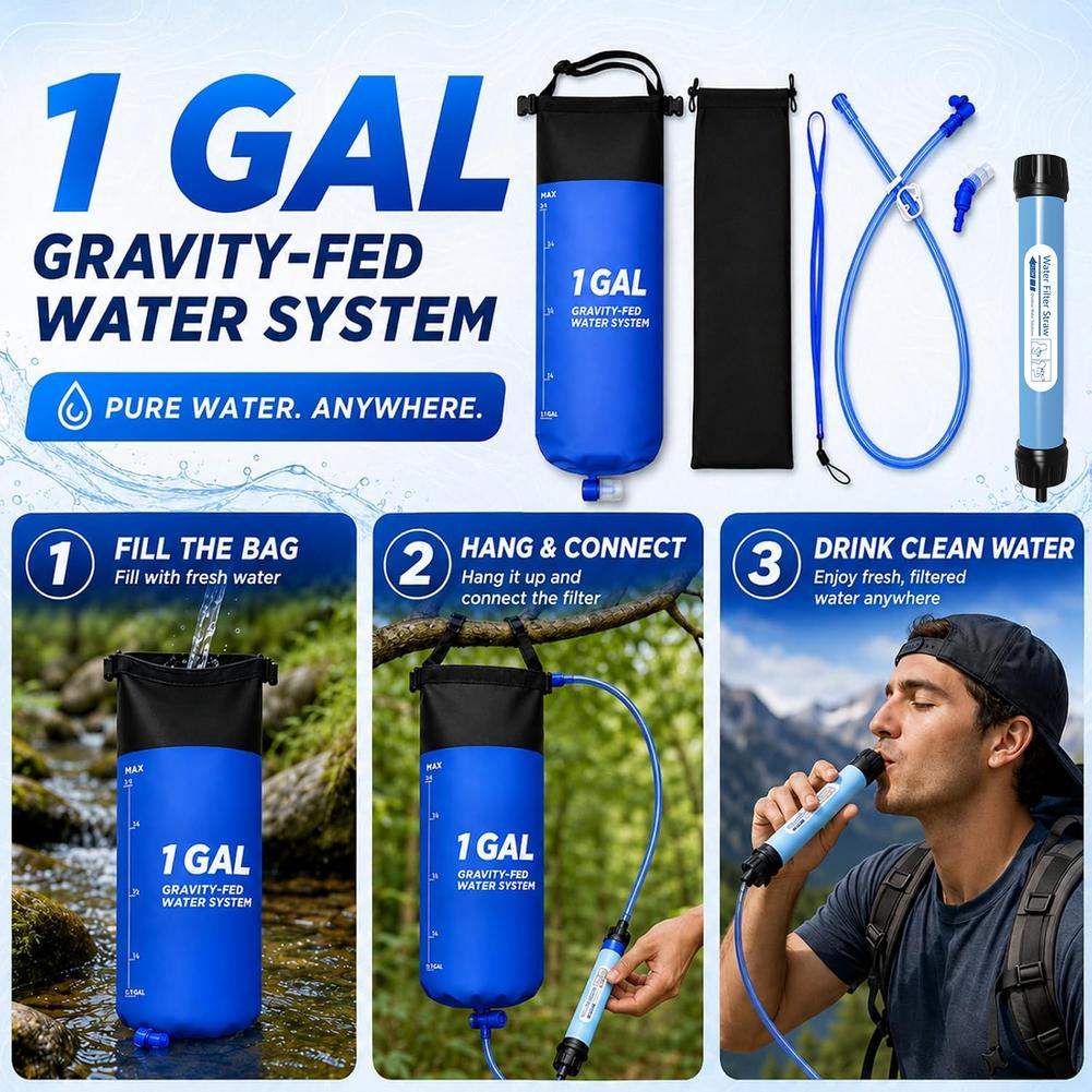 1 Gal Gravity Water Filter Bag - Bivy Bag Emergency ulasan dan harga